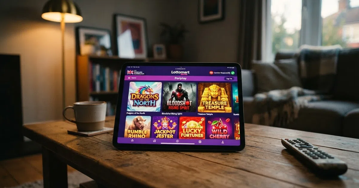 A grid of UK online casino lobby screens showing Pariplay slot thumbnails and game tiles