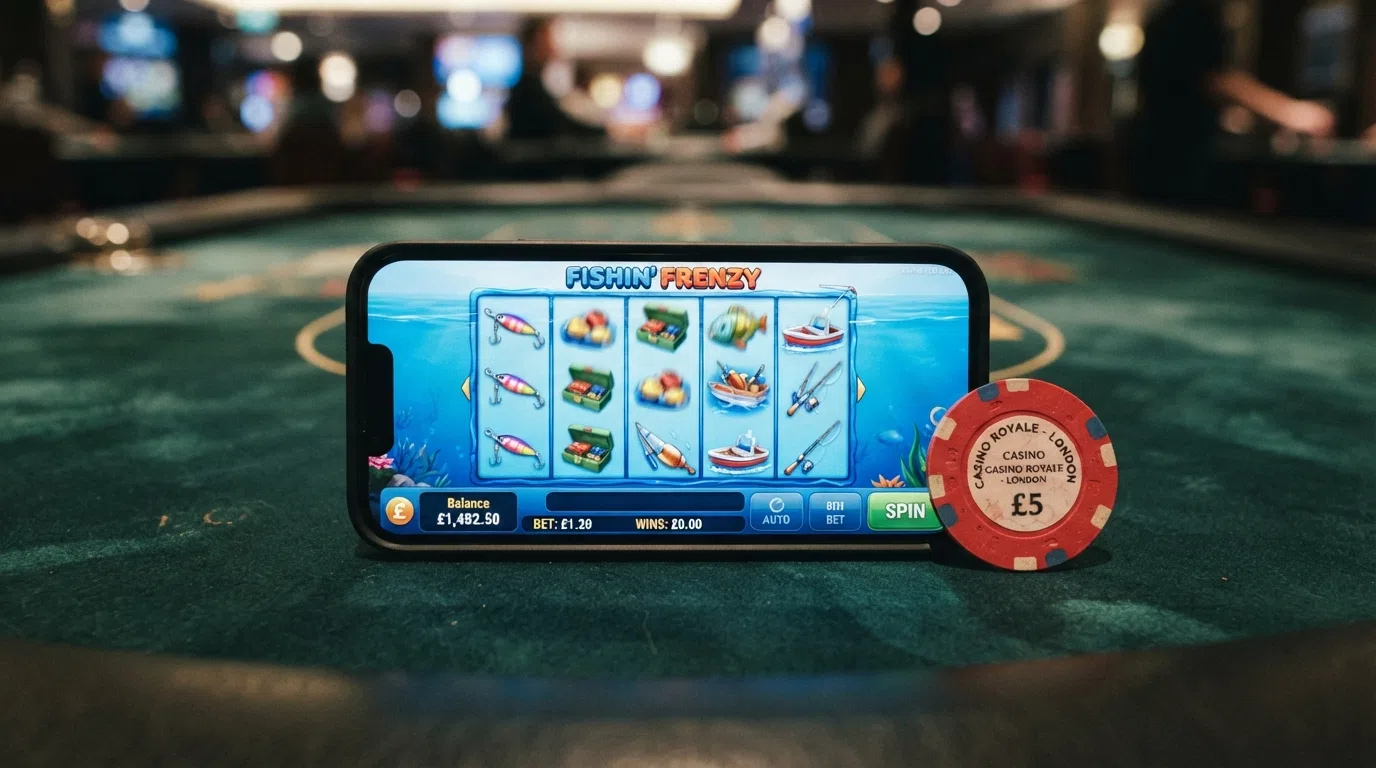 A screenshot of a Big Bass Bonanza game round in progress, showing the reels and a “real cash” balance indicator — no bonus-funds compartment visible