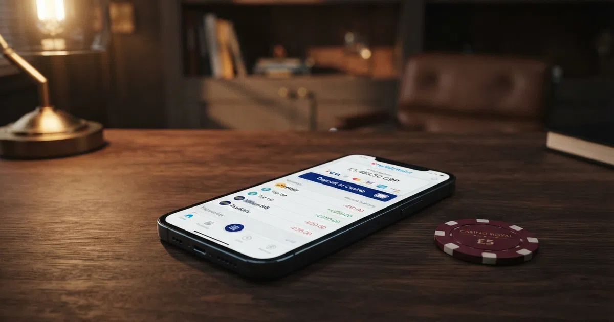 MuchBetter app dashboard on a smartphone screen showing wallet balance, transaction history and the casino deposit option