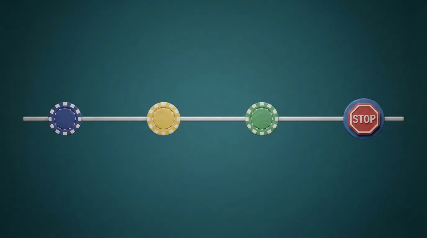 A horizontal timeline graphic with four milestones and a final stop marker