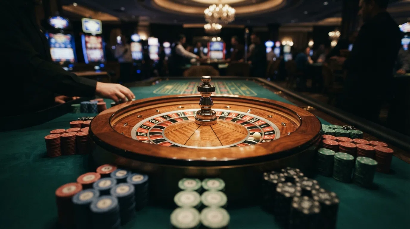 A European roulette wheel with 37 pockets (a single green zero and numbers 1–36 in alternating red and black), with the 2.70% house edge figure overlaid