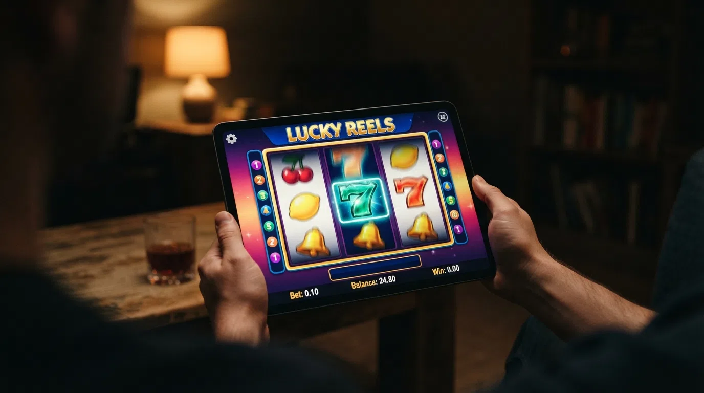 The reels of a colourful online slot game at a low stake
