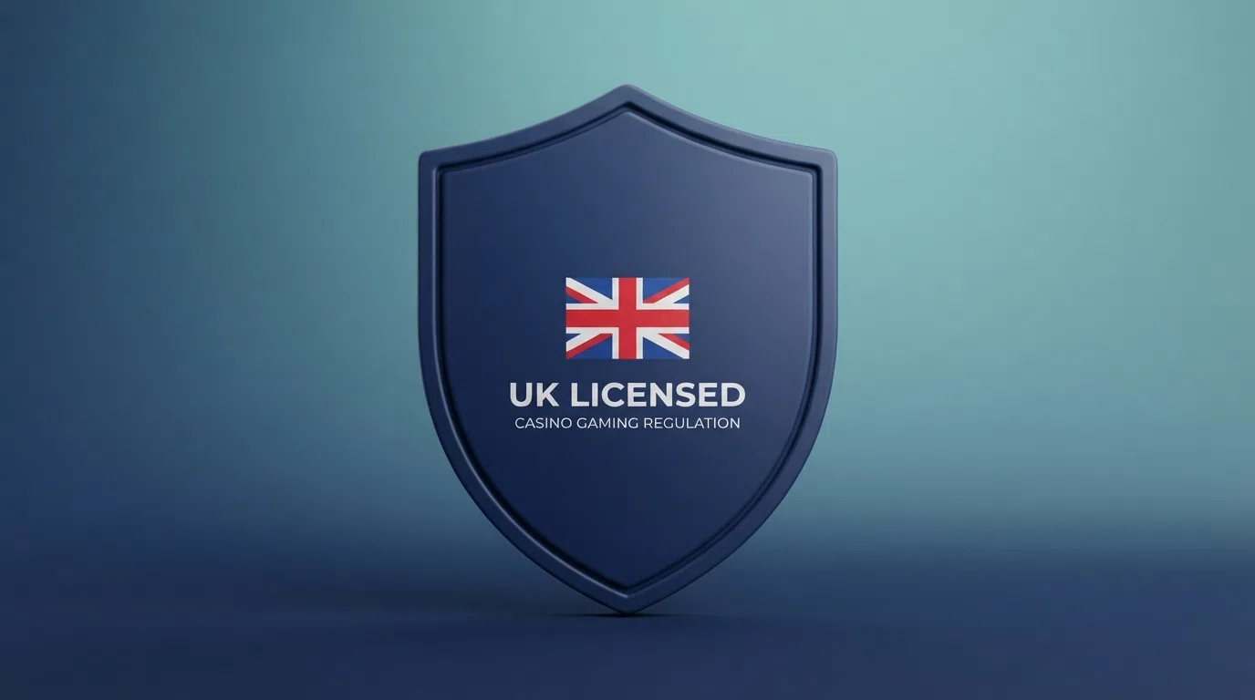The UK Gambling Commission logo and a licence-register search result confirming an operator's active remote casino licence
