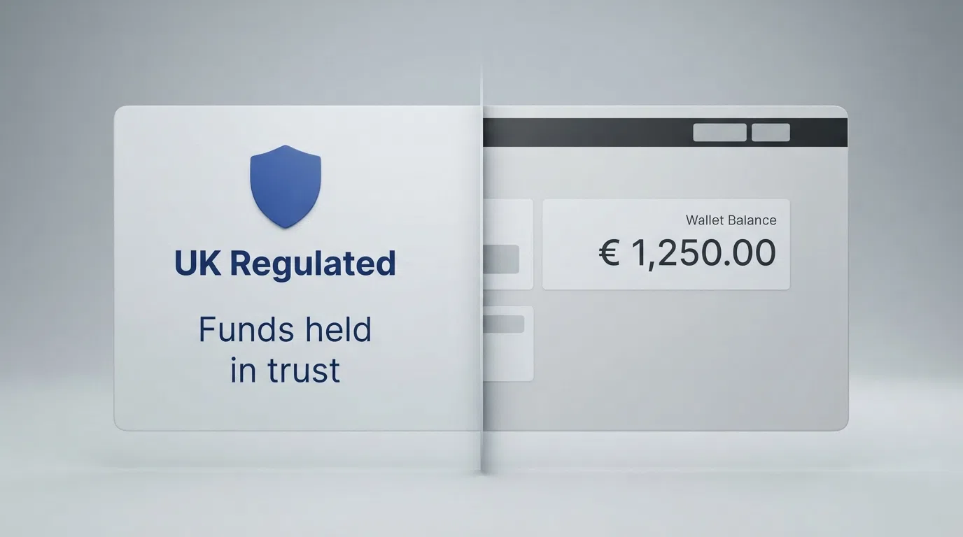 A split visual showing the Gambling Commission logo and a secure British banking interface on the left, and a generic offshore casino interface with a cryptocurrency wallet on the right, separated by a subtle dividing line