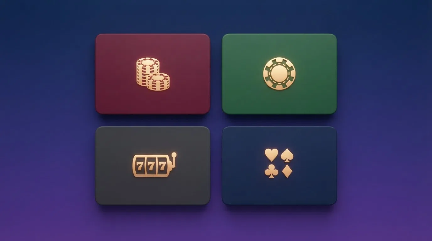 Four casino welcome-offer summary cards arranged in a grid, each showing the operator name, free-spin count and wagering requirement