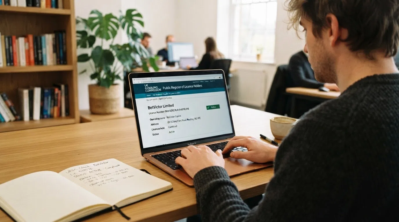 The UK Gambling Commission public register of licence holders open in a web browser, showing a licence-status search result.