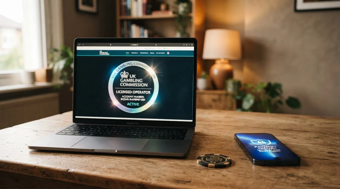 A UK Gambling Commission licence badge alongside payment-security icons — padlock, SSL certificate, verified-by-Visa and Mastercard SecureCode logos